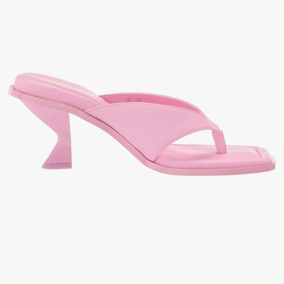 Circus by Sam Edelman Frances Pink Hibiscus curved Heeled thong Sandals size 9.5 - Picture 7 of 12